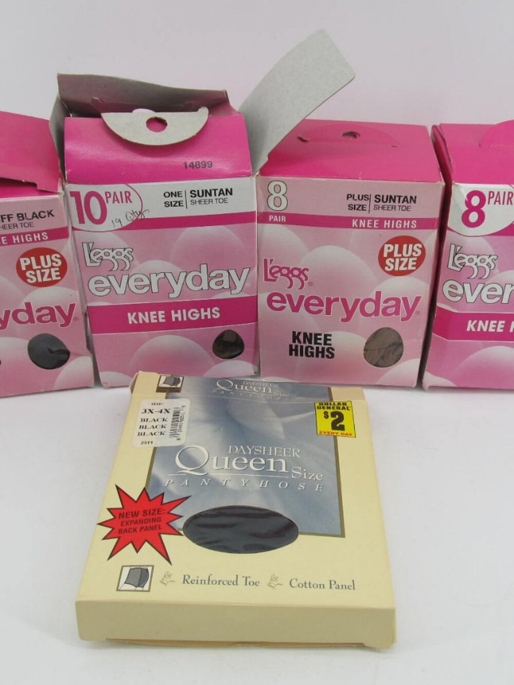 Leggs Everyday Knee Highs off black & suntan Sheer Toe 27 pairs Plus Size And QS
